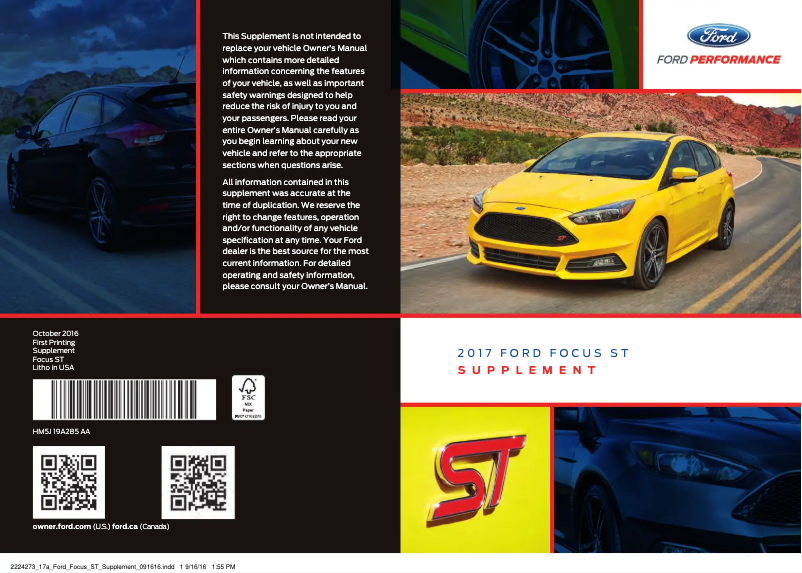 Page 1 de la notice Manuel utilisateur Ford Focus ST (2017)