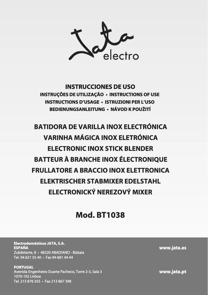 Page n°1 - Manuel utilisateur Jata BT1038