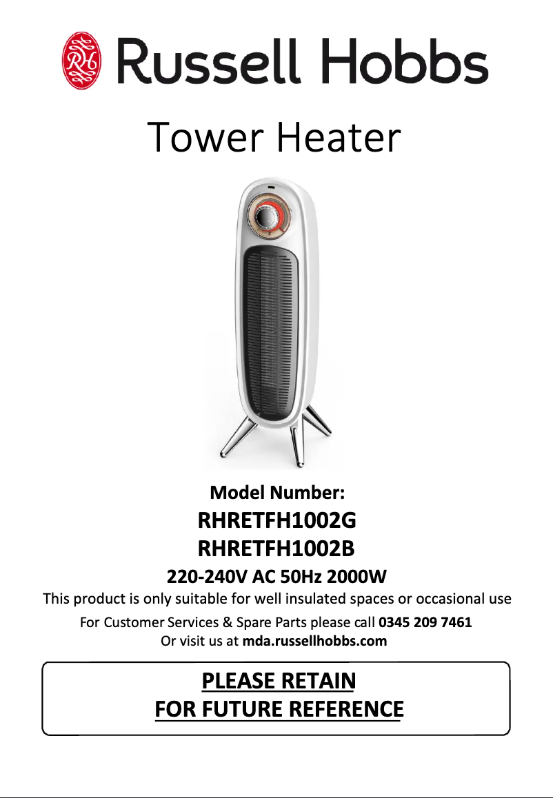 Page n°1 - Manuel utilisateur Russell Hobbs RHRETFH1002G