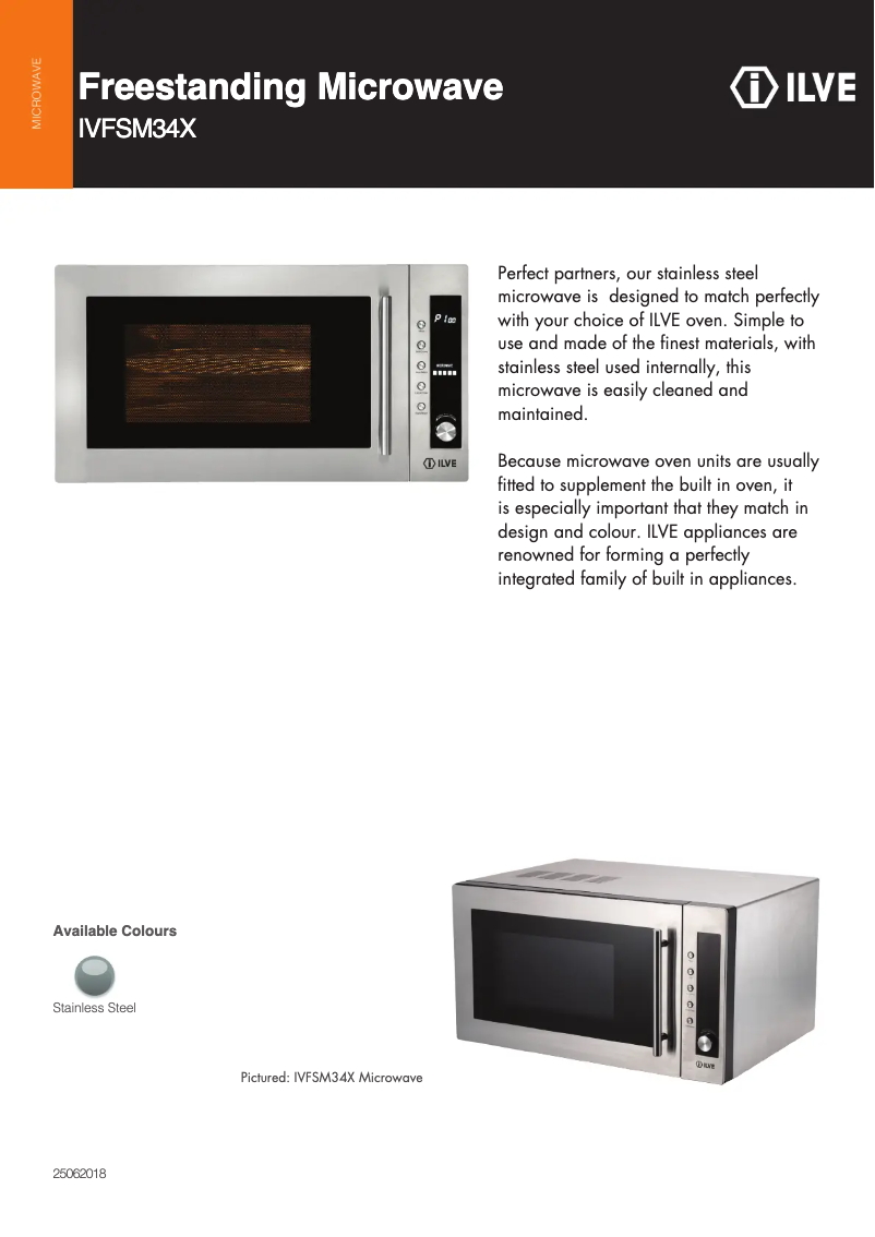 Page n°1 - Fiche technique Ilve IVFSM34X