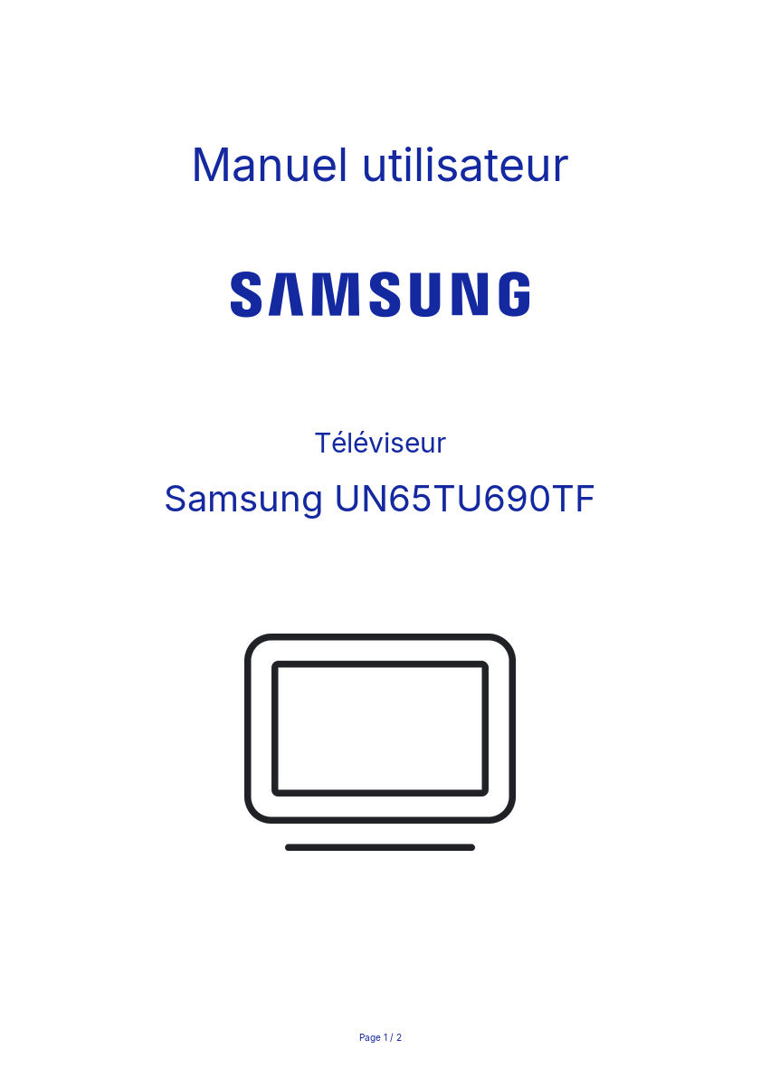 Page n°1 - Manuel utilisateur Samsung UN65TU690TF