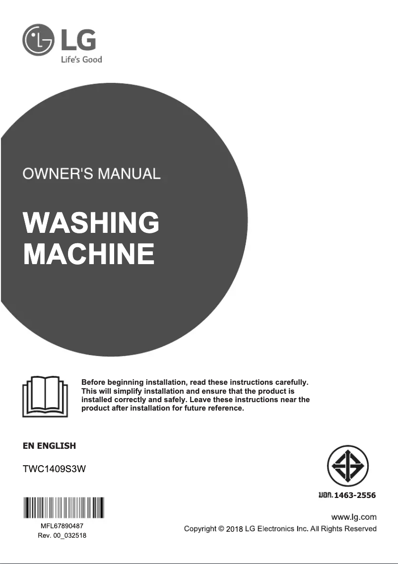 Image de la première page du manuel de l'appareil TWC1409S3W