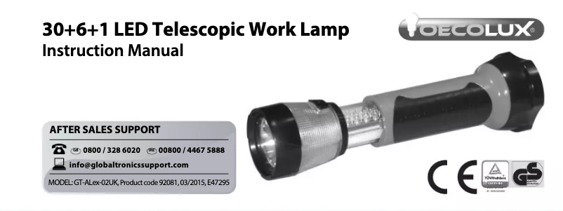 Page 1 de la notice Manuel utilisateur Oecolux GT-ALex-02UK