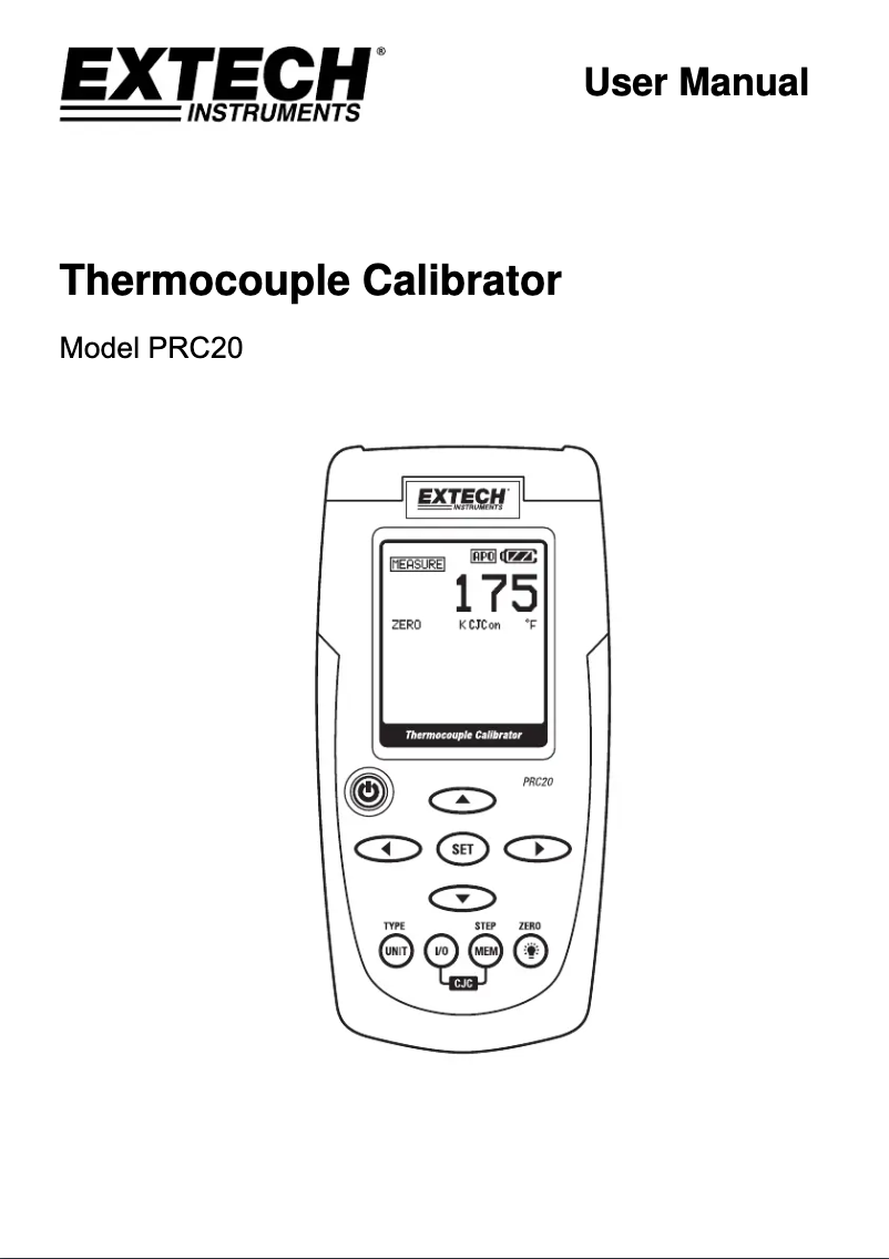 Page 1 de la notice Manuel utilisateur Extech PRC20