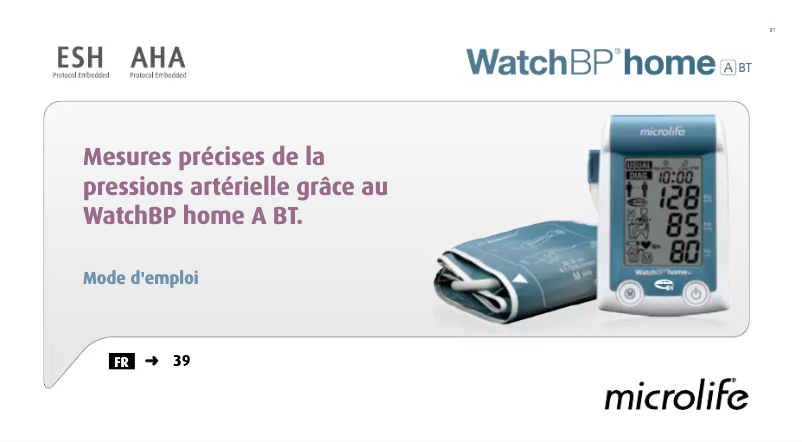 Page n°1 - Manuel utilisateur Microlife WatchBP Home A BT