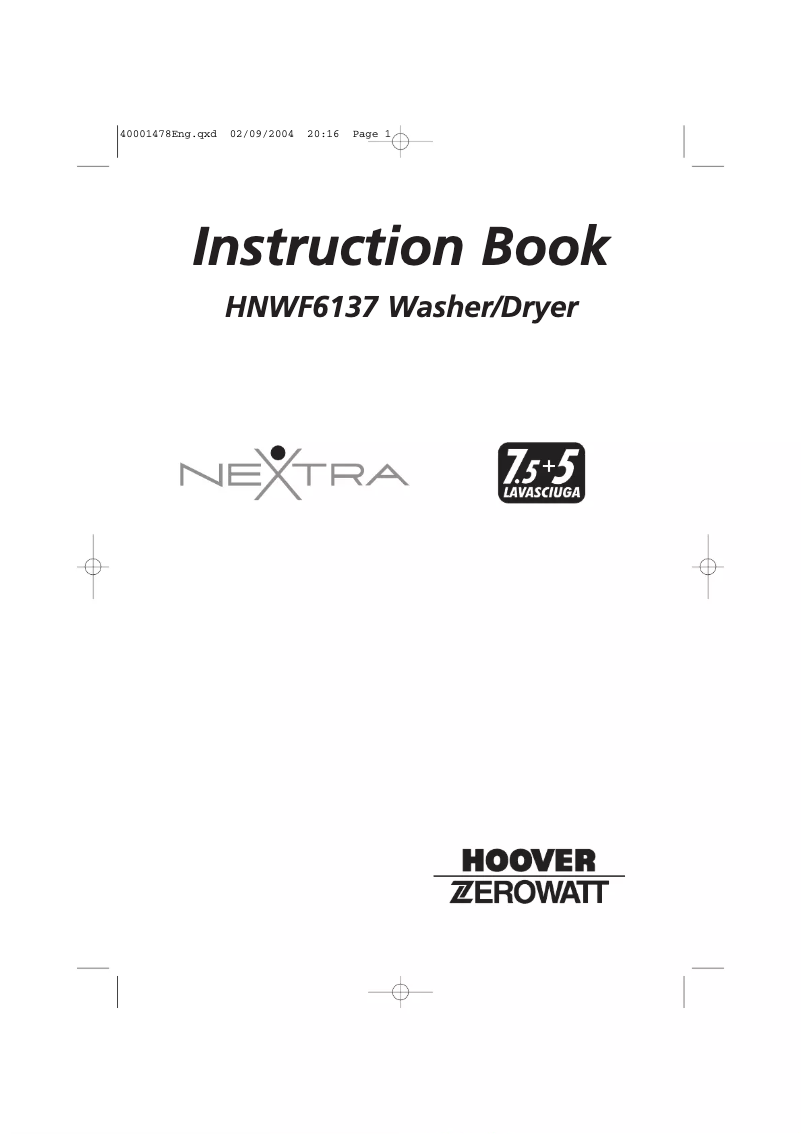 Page n°1 - Manuel utilisateur Zerowatt-Hoover Nextra HNWF 6137