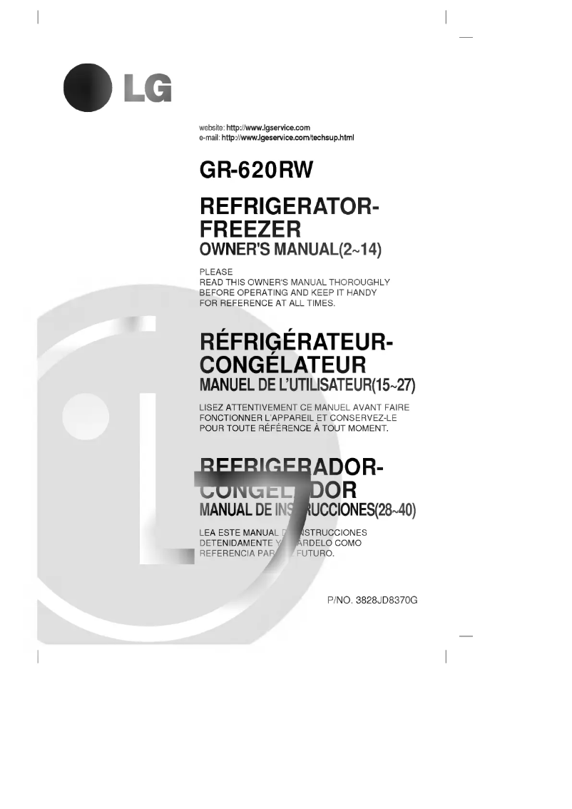 Page 1 de la notice Manuel utilisateur LG GR-620RW