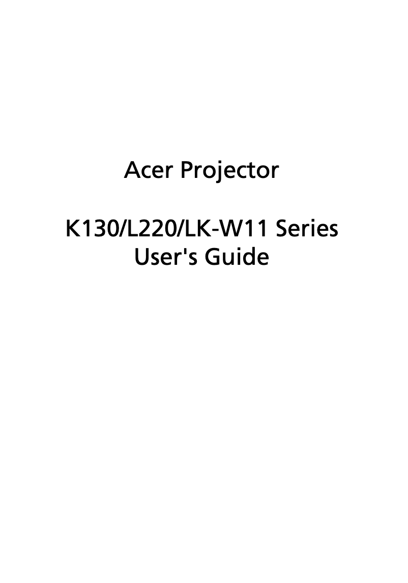 Page n°1 - Manuel utilisateur Acer Travel K130