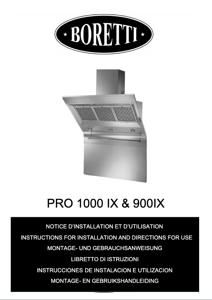 Page 1 de la notice Manuel utilisateur Boretti PRO 100 IX