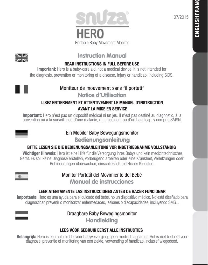 Page n°1 - Manuel utilisateur Snuza Hero SE