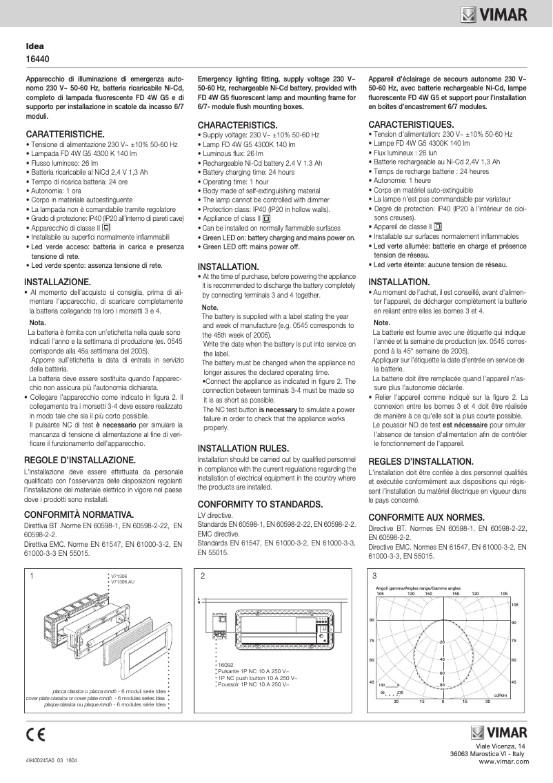 Page n°1 - Manuel utilisateur Vimar 16440