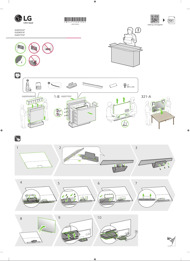 Página 1 del manual Guía de instalación LG OLED65CX6LA (2020)