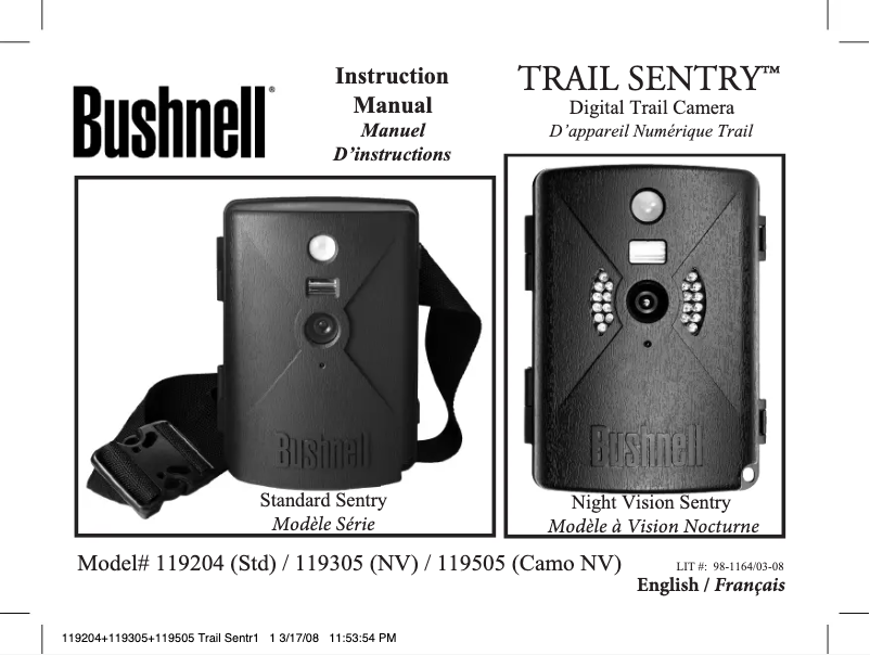 Image de la première page du manuel de l'appareil Trail Sentry 119505