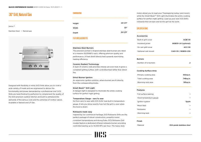 Page n°1 - Manuel utilisateur DCS BH1-30R-N