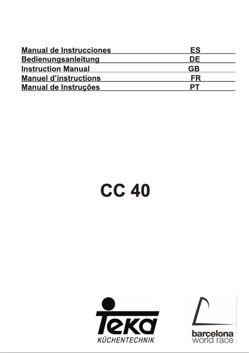 Page n°1 - Manuel utilisateur Teka CC 40