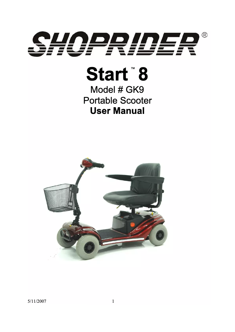 Image de la première page du manuel de l'appareil Start 8