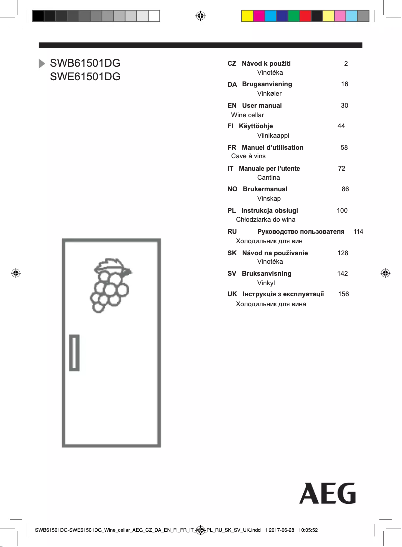 Page 1 de la notice Manuel utilisateur AEG SWB61501DG