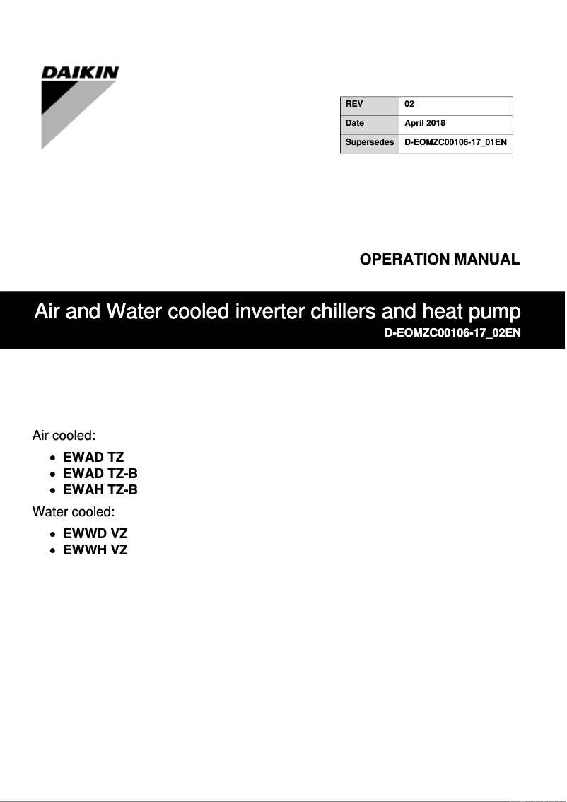 Page 1 de la notice Manuel utilisateur Daikin EWAH670TZXSB2