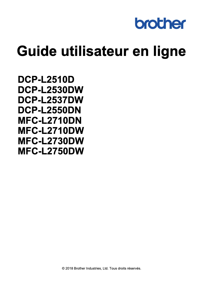 Image de la première page du manuel de l'appareil DCP-L2530DW