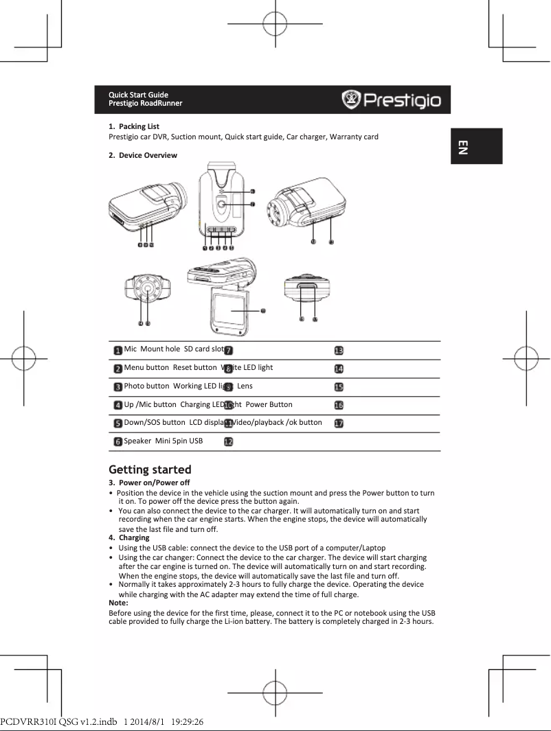 Image de la première page du manuel de l'appareil Roadrunner 310i