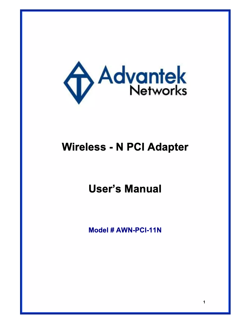 Image de la première page du manuel de l'appareil AWN-PCI-11N