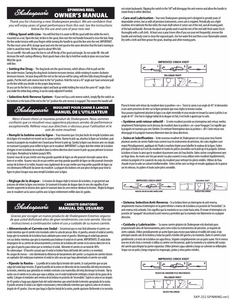 Page 1 de la notice Manuel utilisateur Shakespeare Glacier Ice