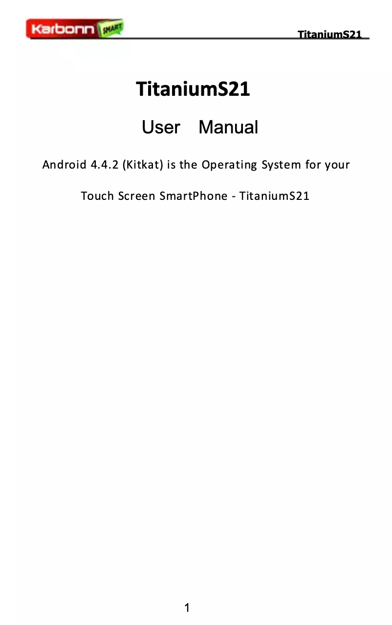 Página 1 del manual Manual de usuario Karbonn Titanium S21