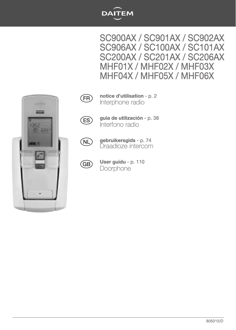 Page 1 de la notice Manuel utilisateur Hager MHF03X