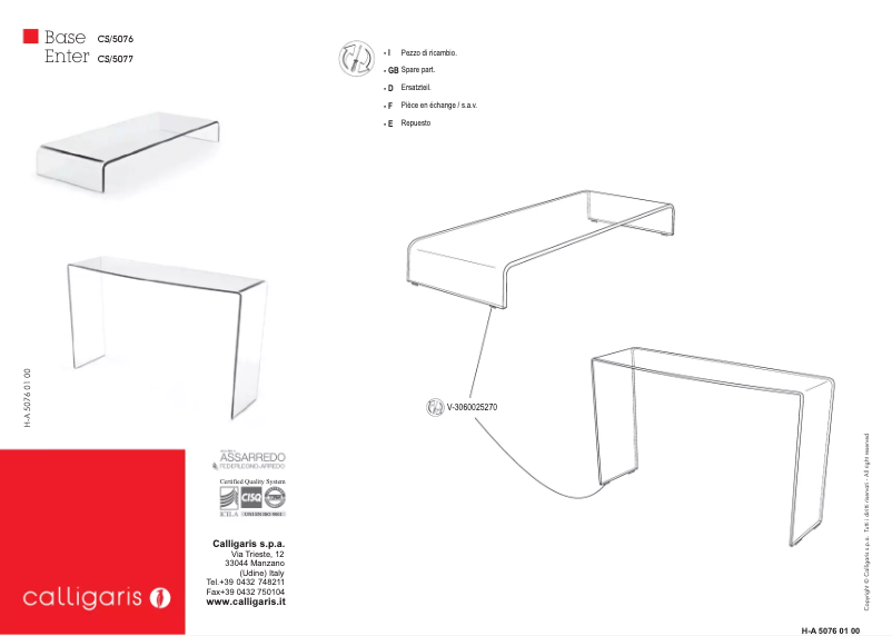 Página 1 del manual Manual de usuario Calligaris .com Base