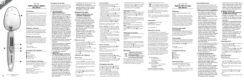 Page 1 de la notice Manuel utilisateur SilverCrest SDL 300 A1