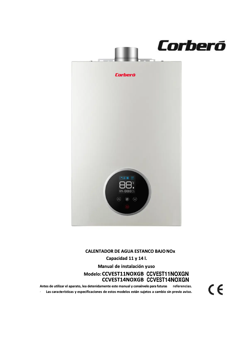 Page 1 de la notice Manuel utilisateur Corbero CCVEST11NOXGN