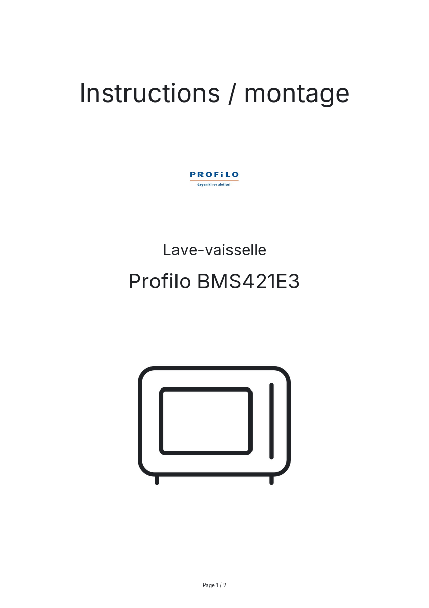 Page n°1 - Instructions / montage Profilo BMS421E3