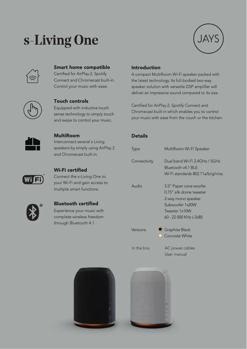 Page n°1 - Fiche technique JAYS s-Living One