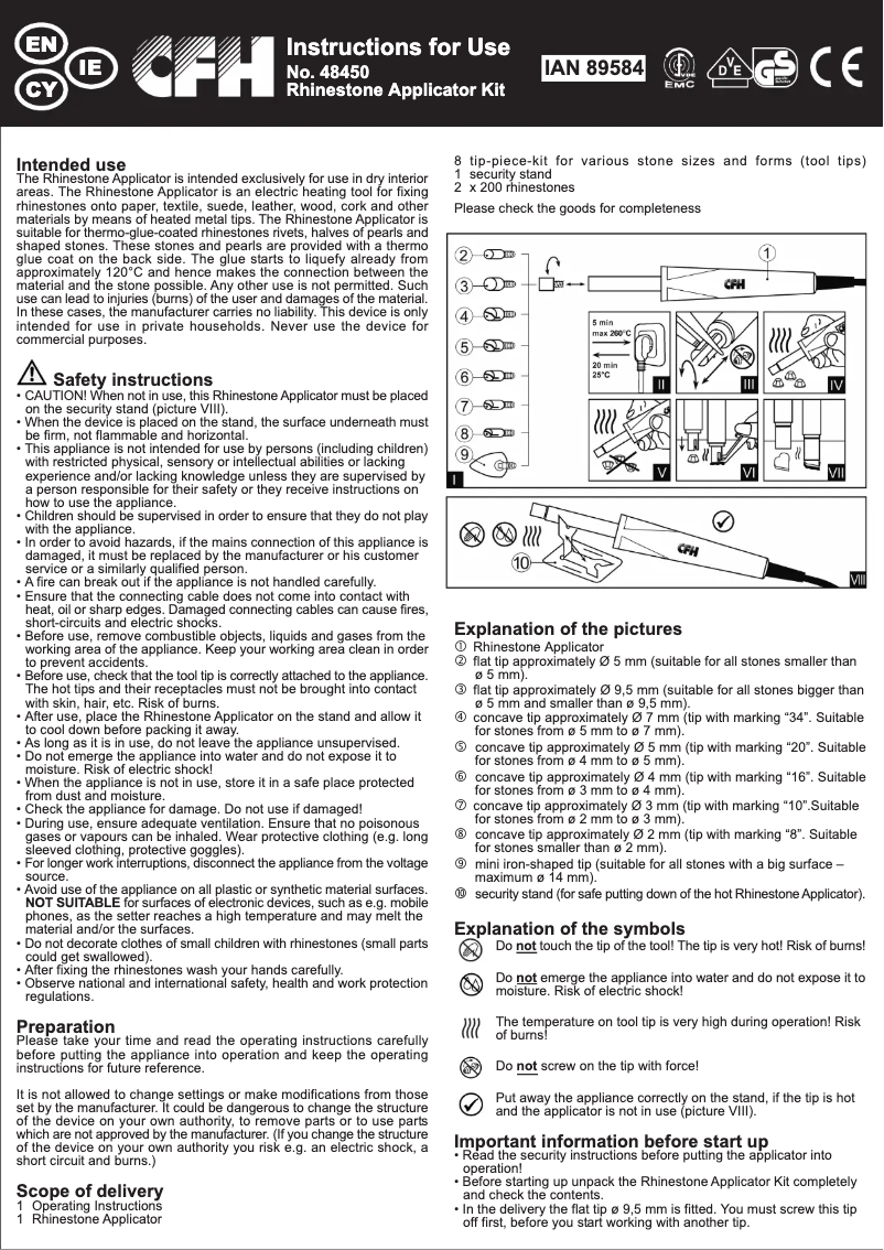 Page 1 de la notice Manuel utilisateur Crelando IAN 89584