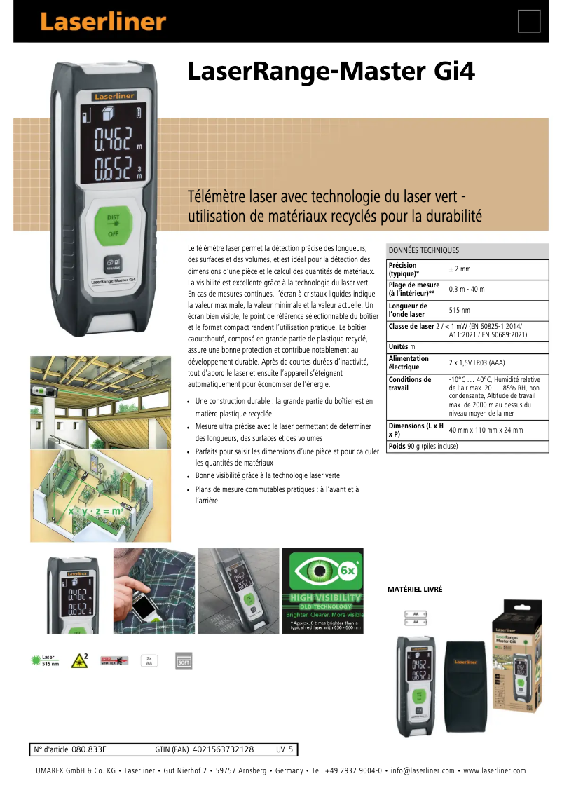 Image de la première page du manuel de l'appareil LaserRange-Master Gi4