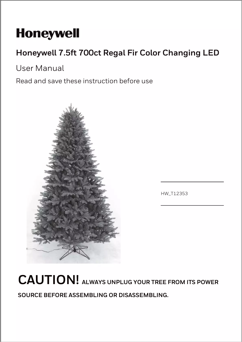 Page 1 de la notice Manuel utilisateur Honeywell HW-T12353