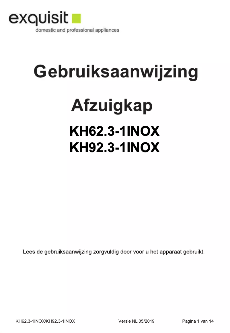 Page 1 of the manual User Manual Exquisit KH62.3-1 INOX