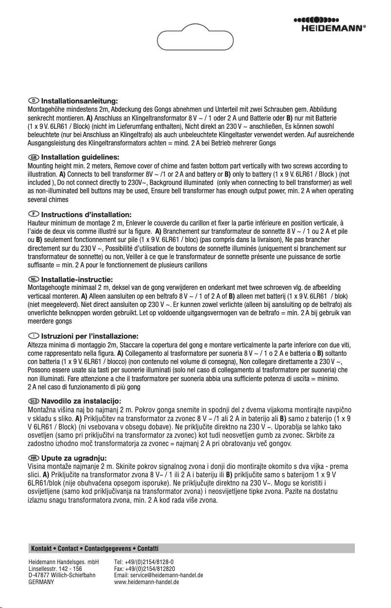 Page 1 de la notice Manuel utilisateur Heidemann Melodica