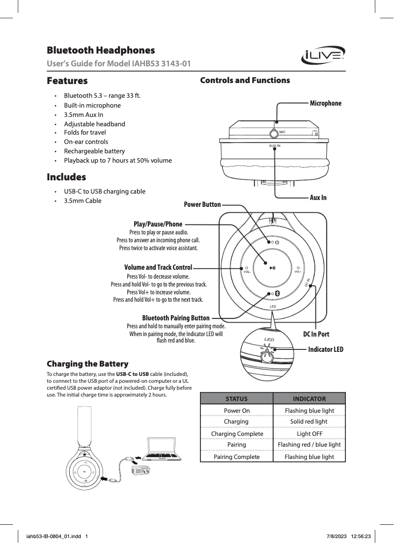 Página 1 del manual Manual de usuario iLive IAHB53