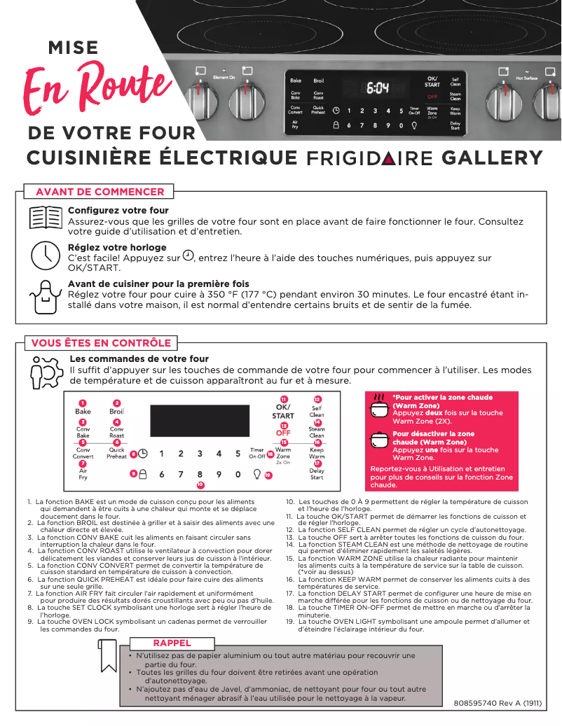 Page n°1 - Manuel utilisateur Frigidaire FGEH3047VD