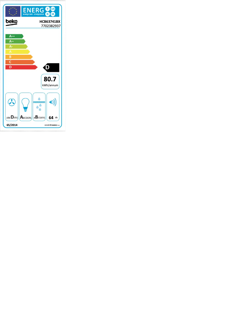 Page n°1 - Label énergétique Beko HCB63741BX