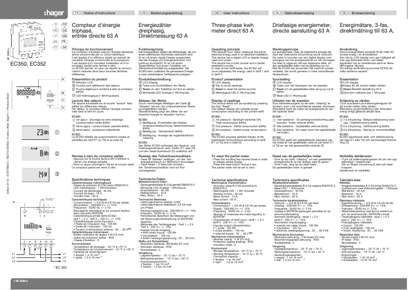 Page n°1 - Manuel utilisateur Hager EC352