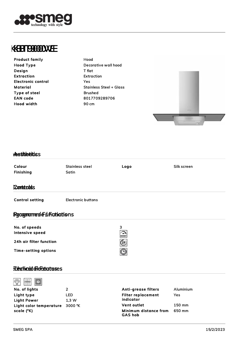 Page 1 de la notice Brochure Smeg KBT900VE