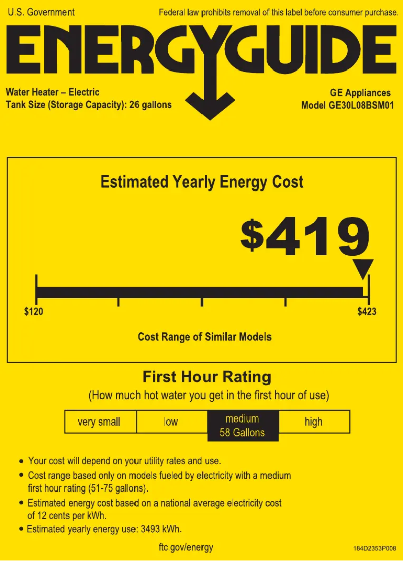 Página 1 del manual Etiqueta energética GE GE30L08BSM