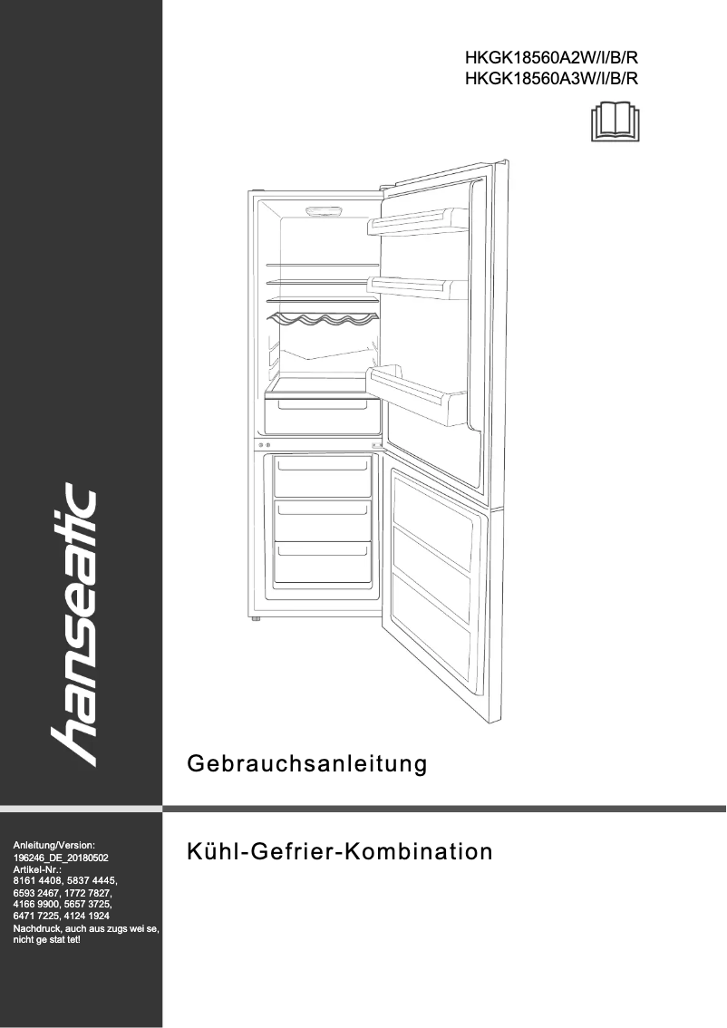 Page 1 de la notice Manuel utilisateur Hanseatic HKGK18560A3I