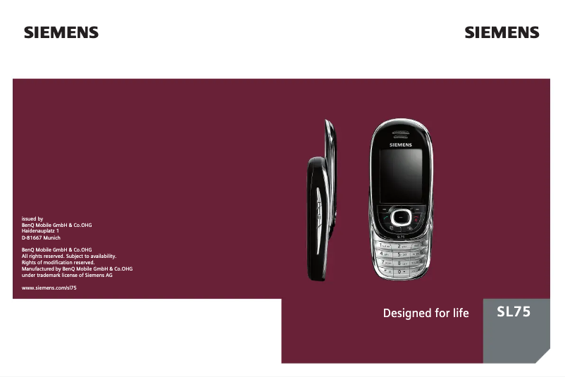 Image de la première page du manuel de l'appareil SL75