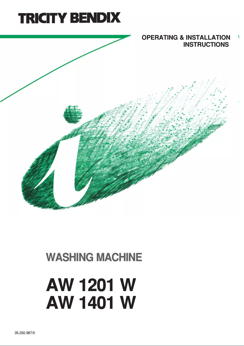 Page n°1 - Manuel utilisateur Tricity Bendix AW 1201 W