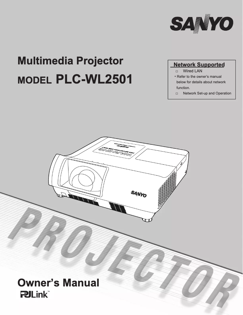 Page n°1 - Manuel utilisateur Sanyo PLC-WL2501