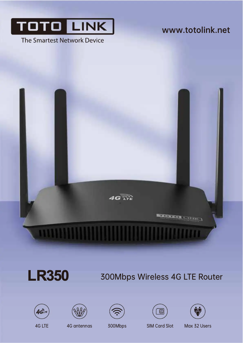 Page 1 de la notice Fiche technique Totolink LR350