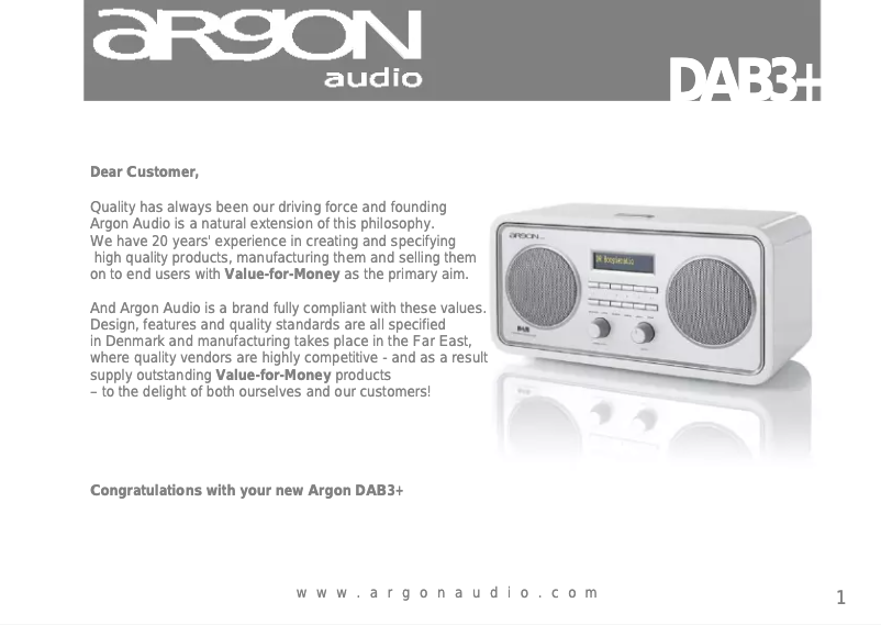 Imagen de la primera página del manual del dispositivo DAB3+